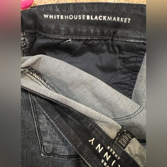 White House Black Market Mid Rise Front Studs Skinny Ankle Jeans size 12 EUC - Picture 5 of 12